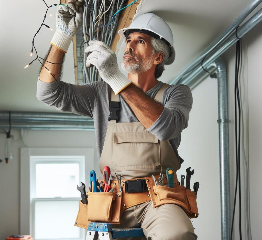 Ein elektriker i arbeid. - Klikk for stort bilete